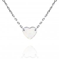 10K White Gold Engravable Heart Pendant Necklace