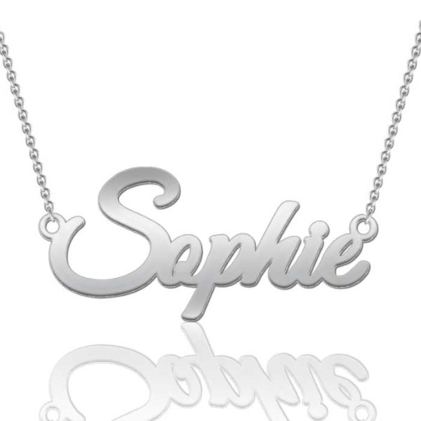Custom Name Necklace in Round Script - Click Image to Close
