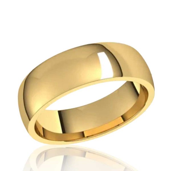 5mm Half Round Comfort Fit Band in 10K Yellow Gold - Click Image to Close