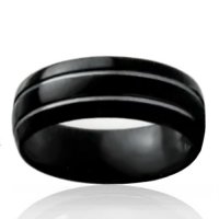8mm Black Tungsten Half Dome Band with Stripes