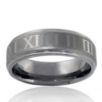 8mm Tungsten Half Dome Band with Roman Numerals