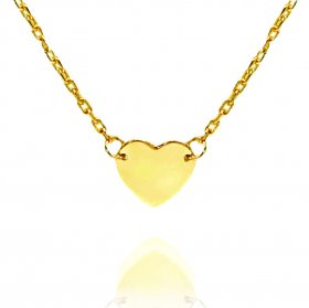 10K Yellow Gold Engravable Heart Pendant Necklace