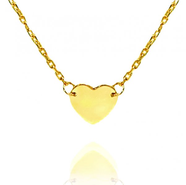 10K Yellow Gold Engravable Heart Pendant Necklace - Click Image to Close