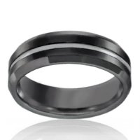 7mm Tungsten Bevelled Edge Band With Centre Line