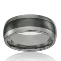 Tungsten 8mm Band with Black Ceramic Inlay