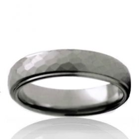 6mm Tungsten Half Round Band with Hammered Finish