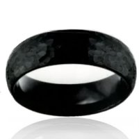 8mm Black Tungsten Hammered Band