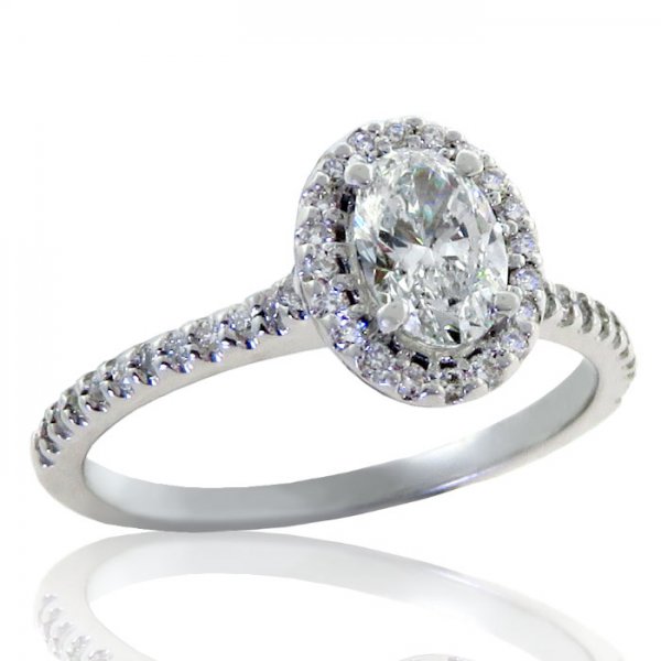 0.72ct tw 14K Oval Halo Diamond Ring - Click Image to Close