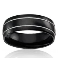 Back Ceramic Double Line 7mm Band