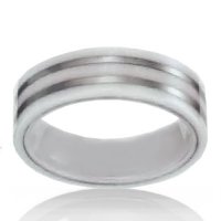 White Ceramic and Double Row Tungsten 7mm Band