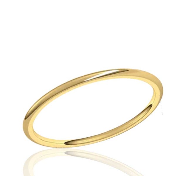 1mm Half Round Comfort Fit Band in 10K Yellow Gold - Click Image to Close