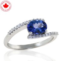 Fancy Oval Cut Tanzanite and Diamond Bypass 10K