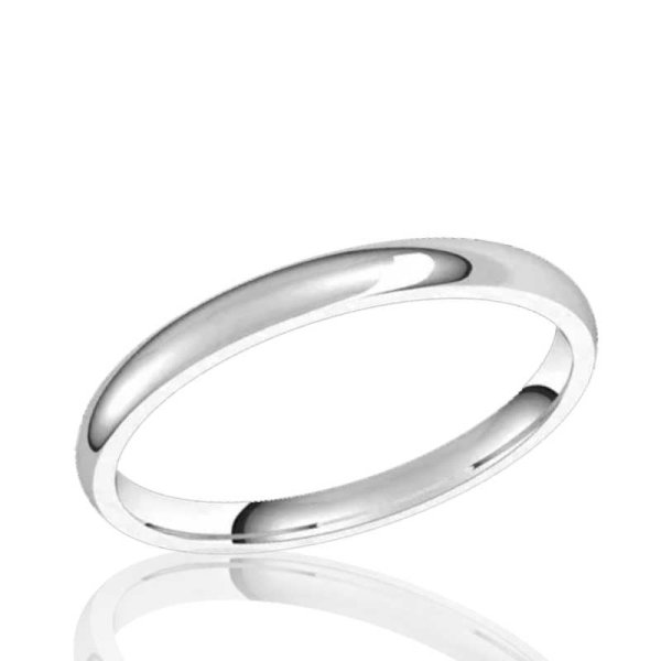 2mm Half Round Comfort Fit Band in 10K White Gold - Click Image to Close