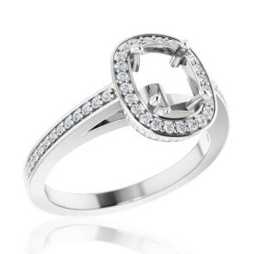 14K Diamond Halo Semi Mount for 1.50ct Oval