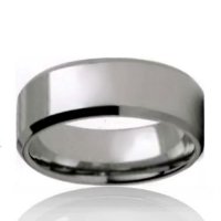 8mm Flat Tungsten Band with Bevelled Edges