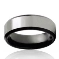 8mm Black Tungsten Two Tone Flat Band