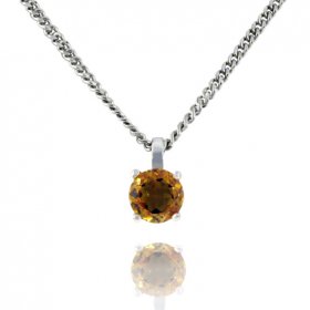 Yellow Citrine 10K Drop Pendant with Chain