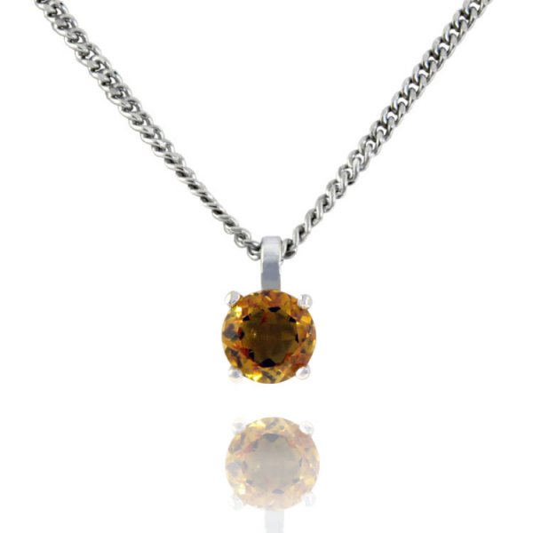 Yellow Citrine 10K Drop Pendant with Chain - Click Image to Close