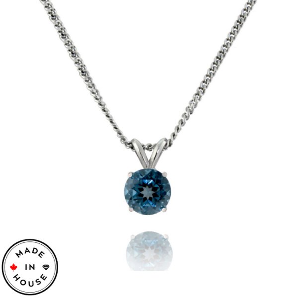 London Blue Topaz 10K Drop Pendant with Chain - Click Image to Close