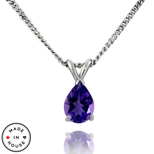 Pear Shaped Amethyst 10K Pendant with Chain - Click Image to Close