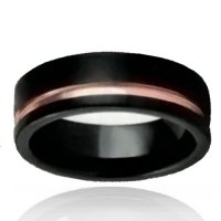 8mm Brushed Black Tungsten Band with Copper Stripe