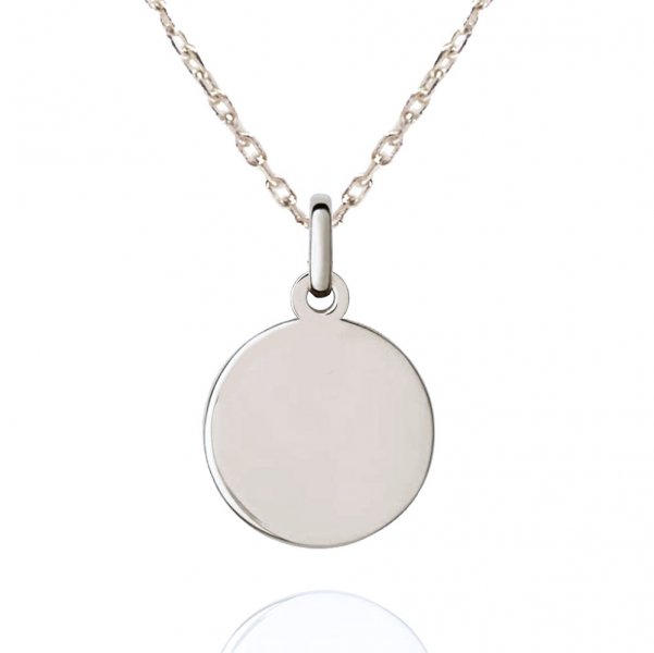 10K White Gold Engravable Circle Pendant Necklace - Click Image to Close
