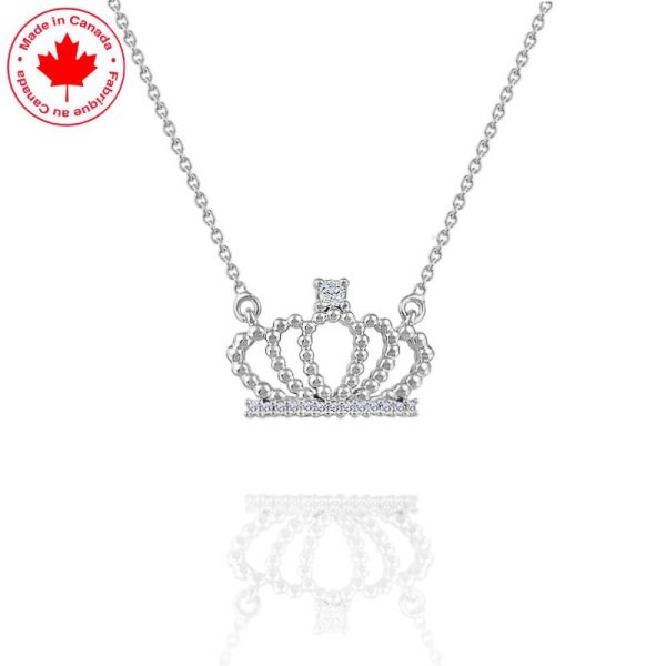 Diamond Crown Pendant in 10K White Gold - Click Image to Close