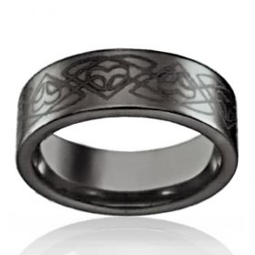 8mm Tungsten Celtic Trillium Flat Band