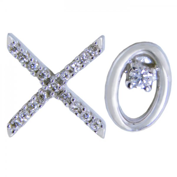 0.08ct tw 10K Diamond XO Studs - Click Image to Close