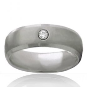 7mm Half Dome Brushed Tungsten Band with Stone