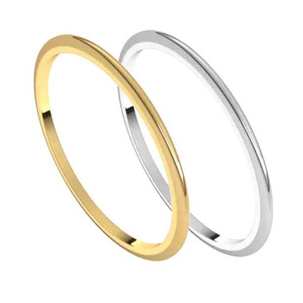 1mm Half Round Band in 10K Gold - Click Image to Close