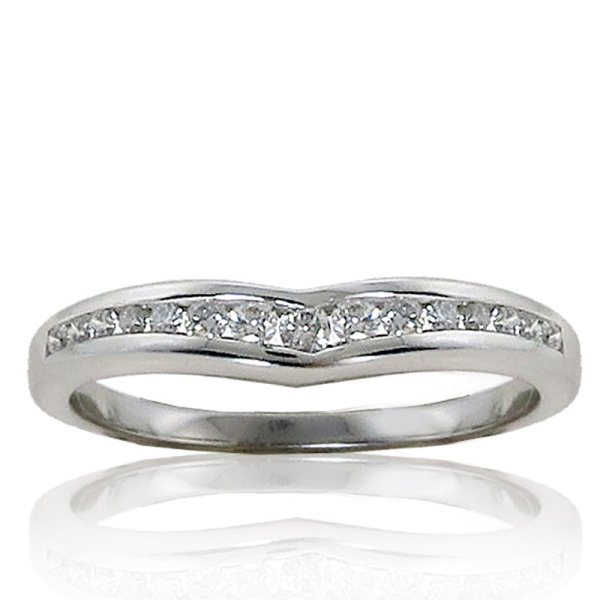 0.22ct tw 14K White Gold Pointed Diamond Band - Click Image to Close