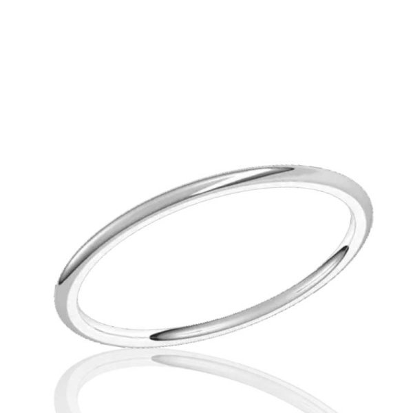 1mm Half Round Comfort Fit Band in 10K White Gold - Click Image to Close