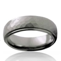 8mm Tungsten Half Dome Band with Hammered Finish