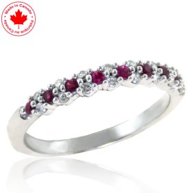 Ruby and Diamond 10K White Gold Band