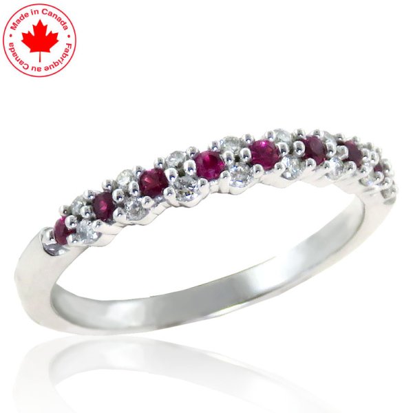 Ruby and Diamond 10K White Gold Band - Click Image to Close