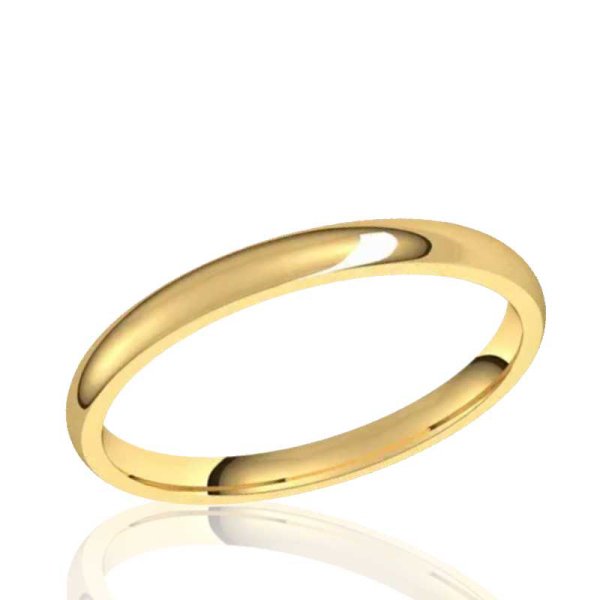2mm Half Round Comfort Fit Band in 10K Yellow Gold - Click Image to Close