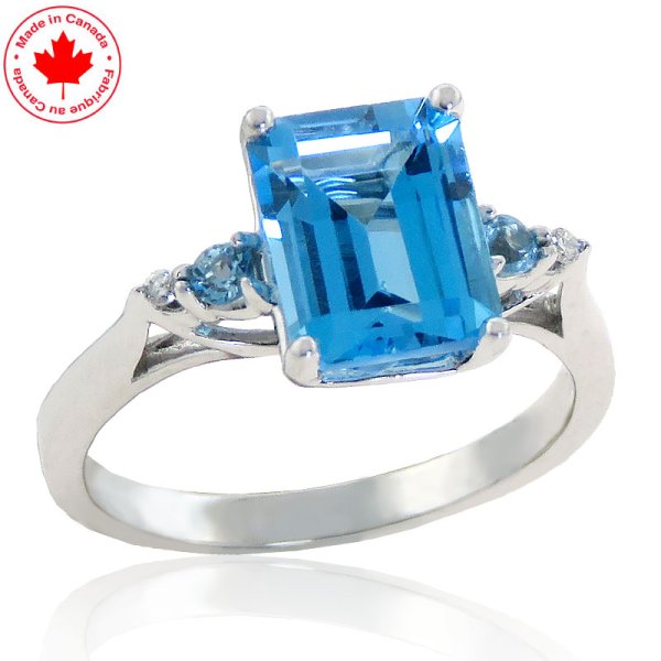 Blue Topaz and Diamond Multi-stone 10K Ring - Click Image to Close