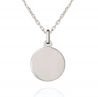 10K White Gold Engravable Circle Pendant Necklace