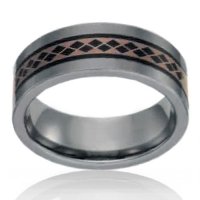 8mm Tungsten Flat Band with Spinning Pattern