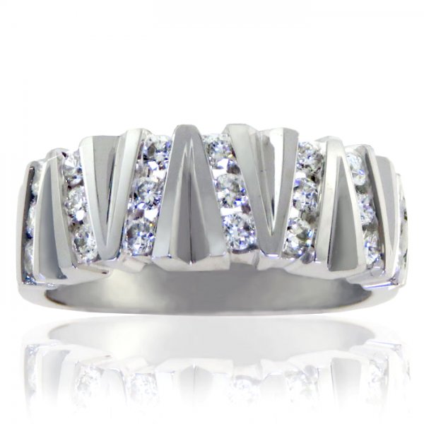 14K Diamond Zig Zag Ring - Click Image to Close