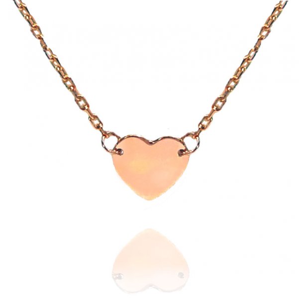 10K Rose Gold Engravable Heart Pendant Necklace - Click Image to Close