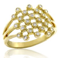 Bezel Set Diamond Honey Comb Ring
