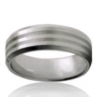 8mm Tungsten Flat Band with Brushed Double Line