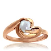 Genuine Pearl and 10K Rose Gold Ring