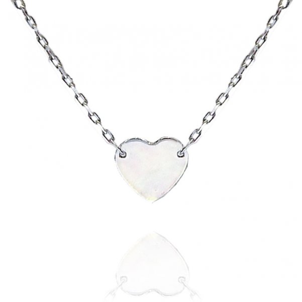 10K White Gold Engravable Heart Pendant Necklace - Click Image to Close