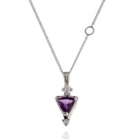 Amethyst and Diamond Pendant in 10K White Gold