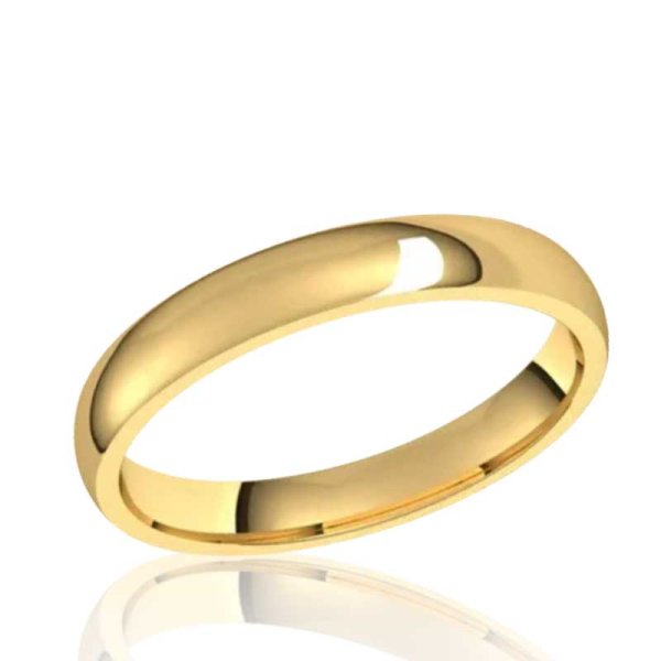 3mm Half Round Comfort Fit Band in 10K Yellow Gold - Click Image to Close