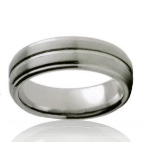 8mm Brushed Tungsten Band with Embossed Stripe