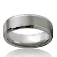 8mm Tungsten Flat Brushed Band with Bevelled Edge